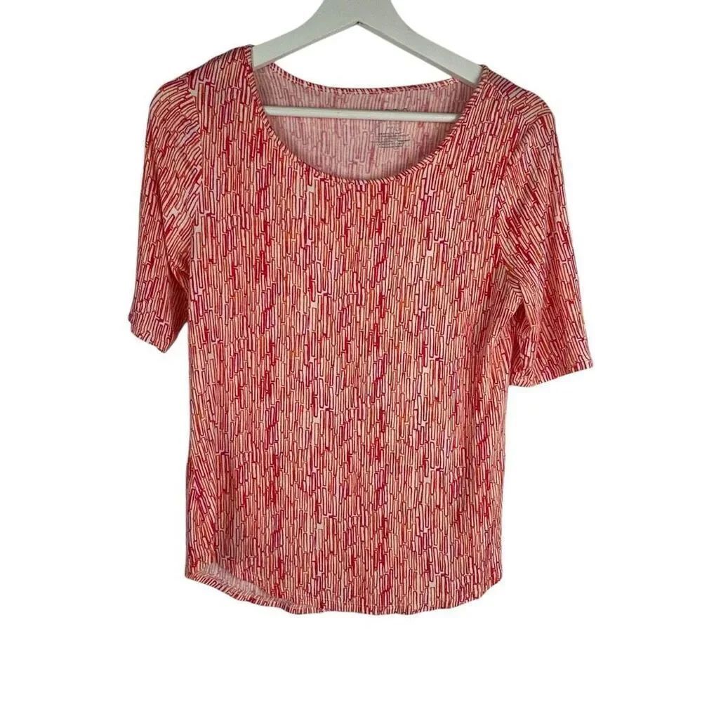 APT. 9 Essential Elbow-Sleeve Tee Supersoft Stretch Fabric Orange Red White Smal